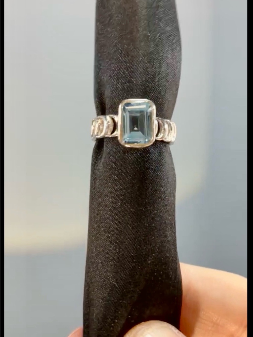Sterling Silver 2.5 Carat Blue Topaz Cocktail Ring - Elegant Emerald Cut